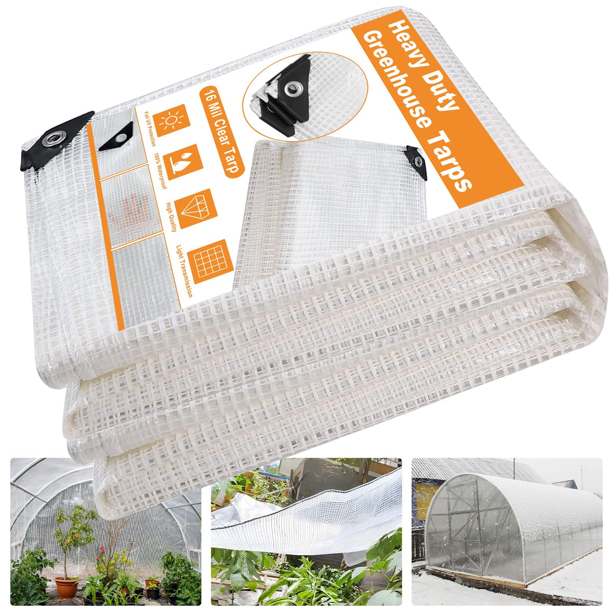 Ansgery 16mil clear greenhouse cover lets daylight through for even warmth.