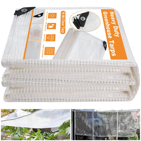 Ansgery 16mil clear tarp lets daylight through for even greenhouse temperatures