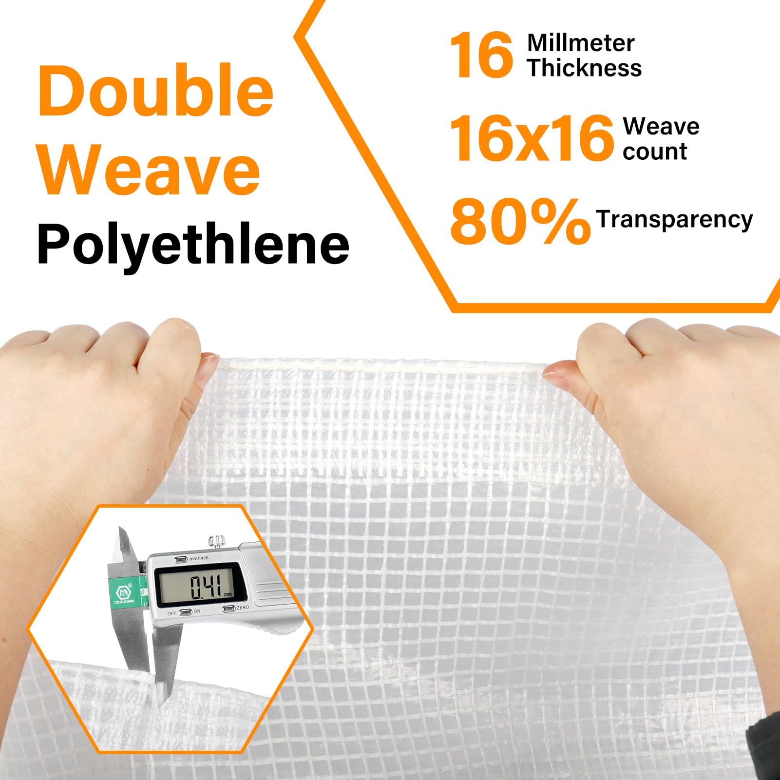 Ansgery clear poly tarp with reinforced edges increases durability for outdoor use.