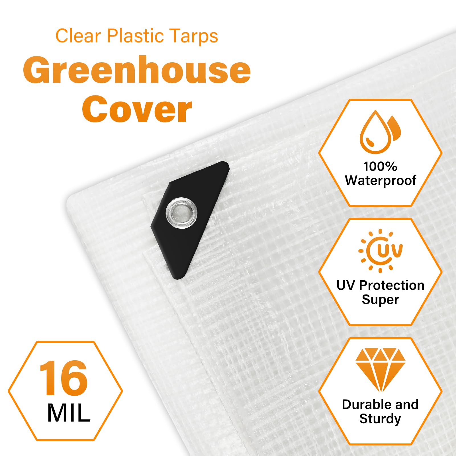 Ansgery heavy-duty tarp with rust-proof grommets for secure wind and rain protection.