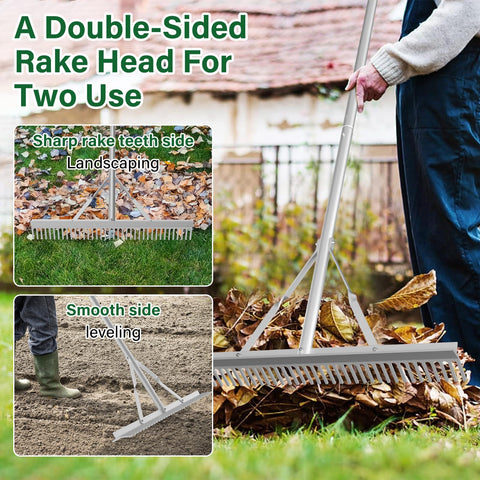 Ansgery landscape rake in lawn and garden use.