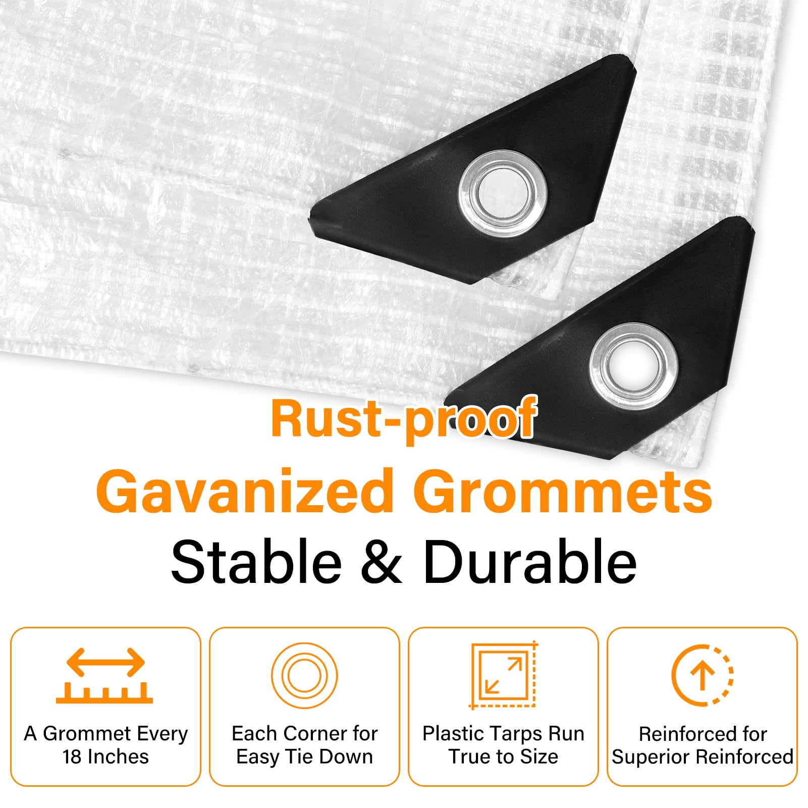 Ansgery tarp with rust-proof grommets ensures secure mounting