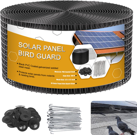 Ansgery solar panel bird guard roll kit protects rooftop systems with durable PVC-coated galvanized mesh.