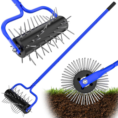 Ansgery Yard Aerator Roller assembly showing quick setup with preinstalled spikes.