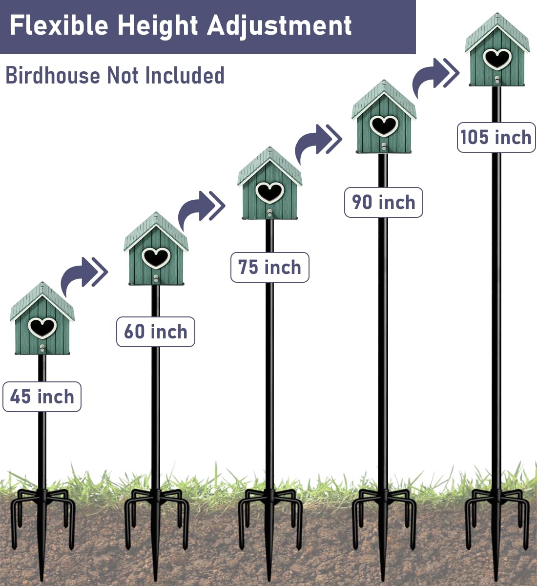 Adjustable-height pole allows customized perch height for birds
