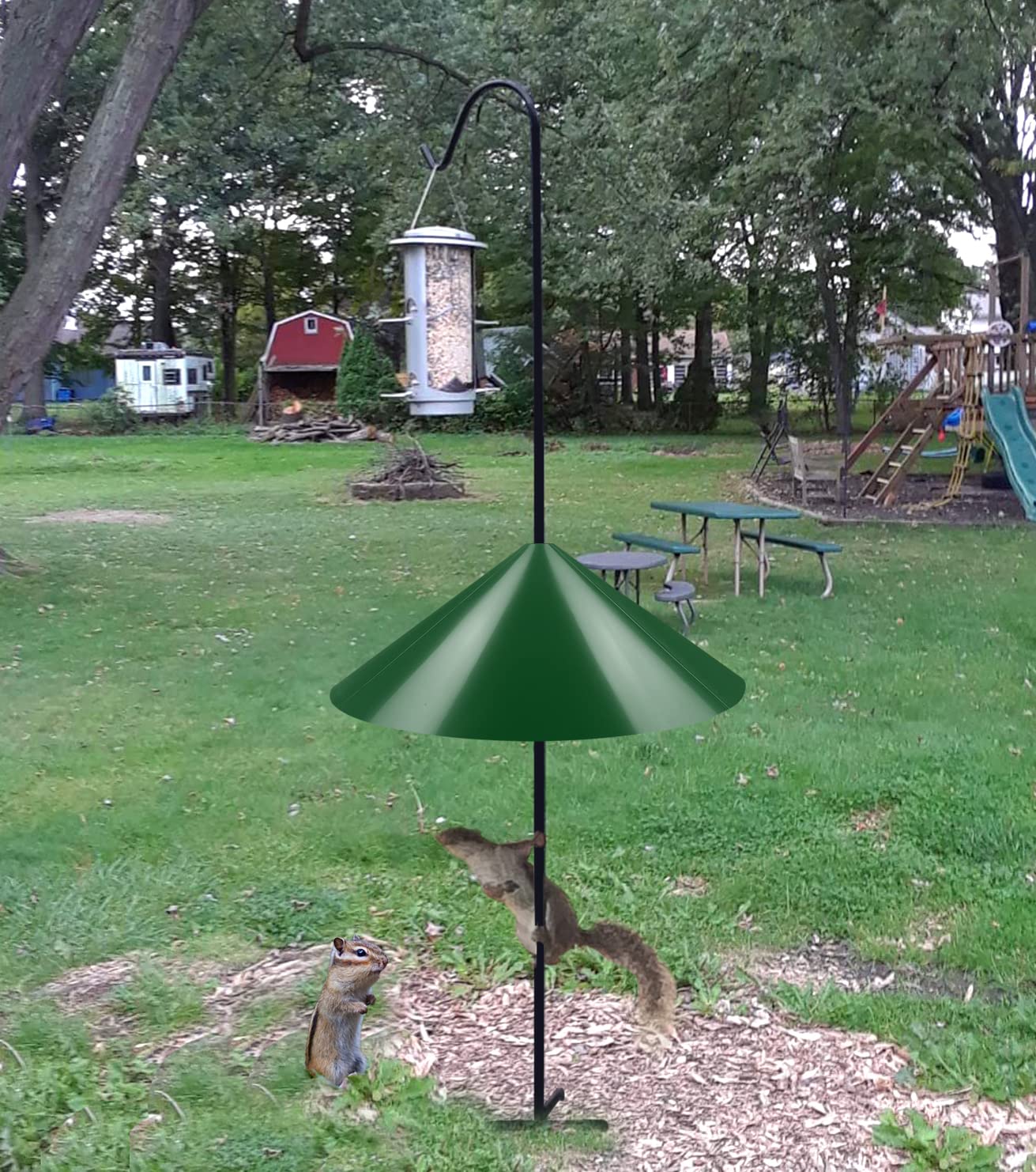 Ansionsol bluebird house-ready guard demonstrates versatile use on shepherds hook