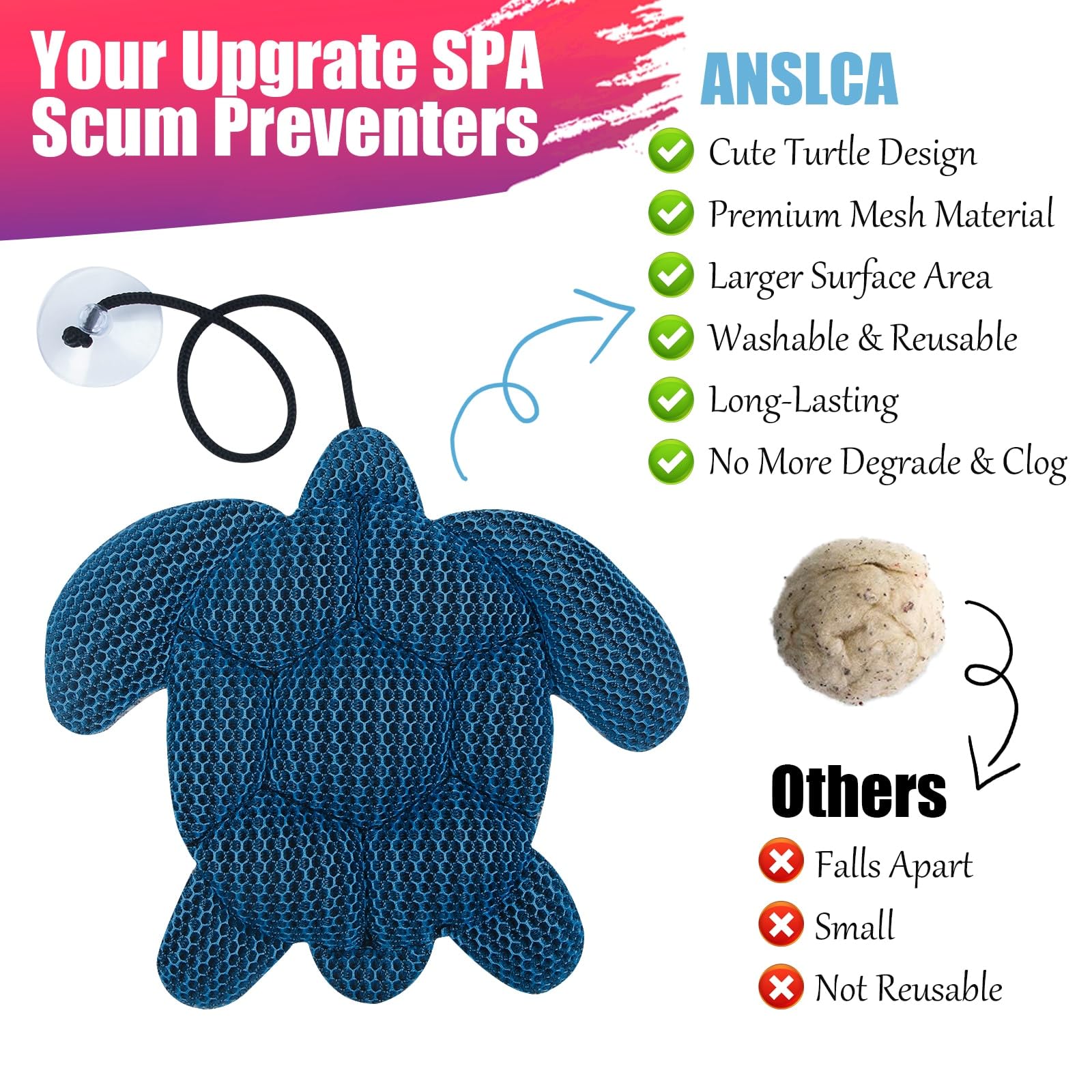ANSLCA Hot Tub Sponge for oil absorption used during soaks to maintain clarity.