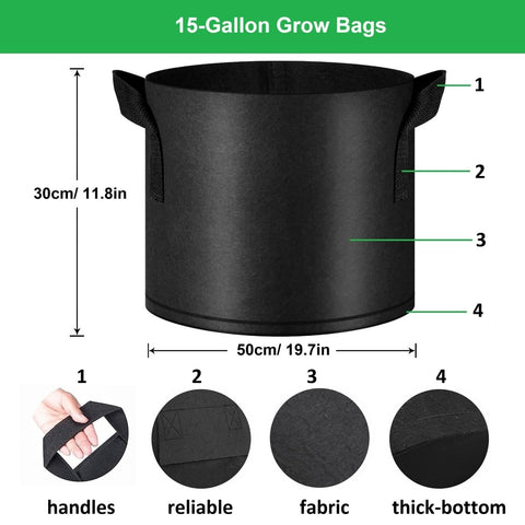 ANSLYQA grow bag handles close-up highlighting durable stitching for moving soil and plants