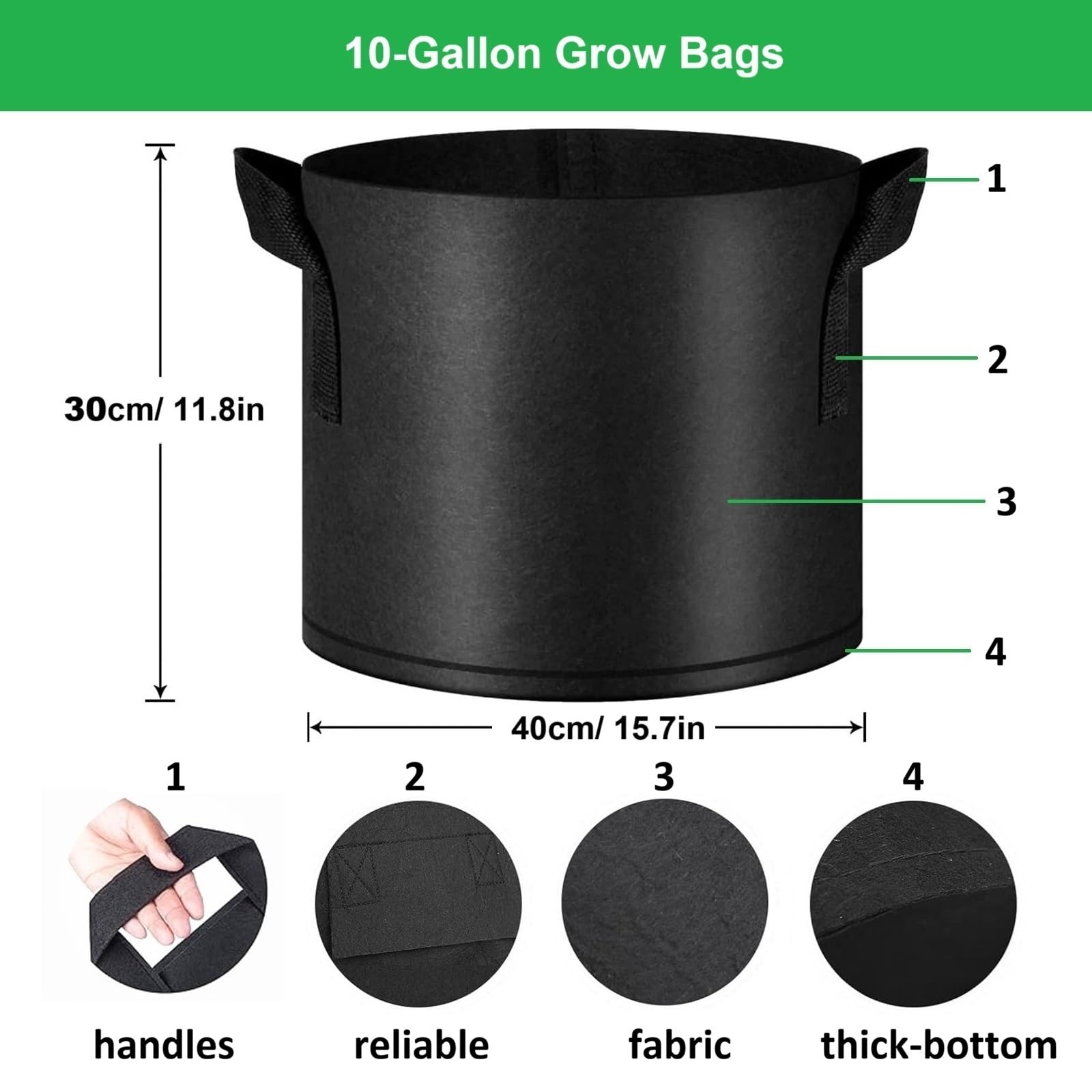 ANSLYQA grow bag with sturdy handles for easy transport