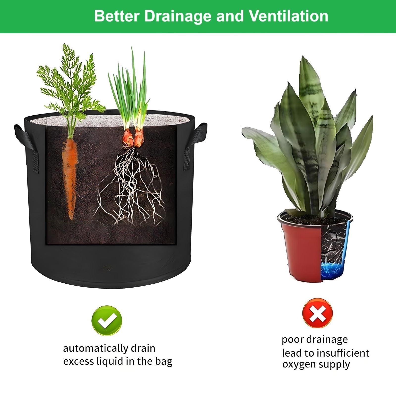 Stackable ANSLYQA grow bags saving space when stored