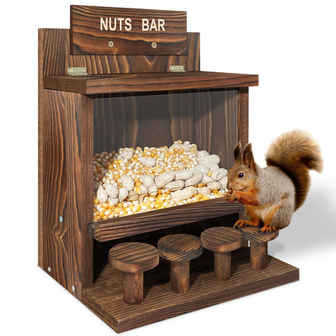 ANSTEEP carbonized squirrel feeder with nut bar, built for durable outdoor use.