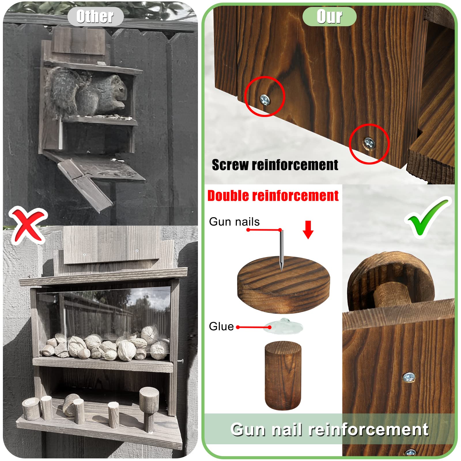 ANSTEEP squirrel feeder with leak-hole inside keeps moisture manageable.