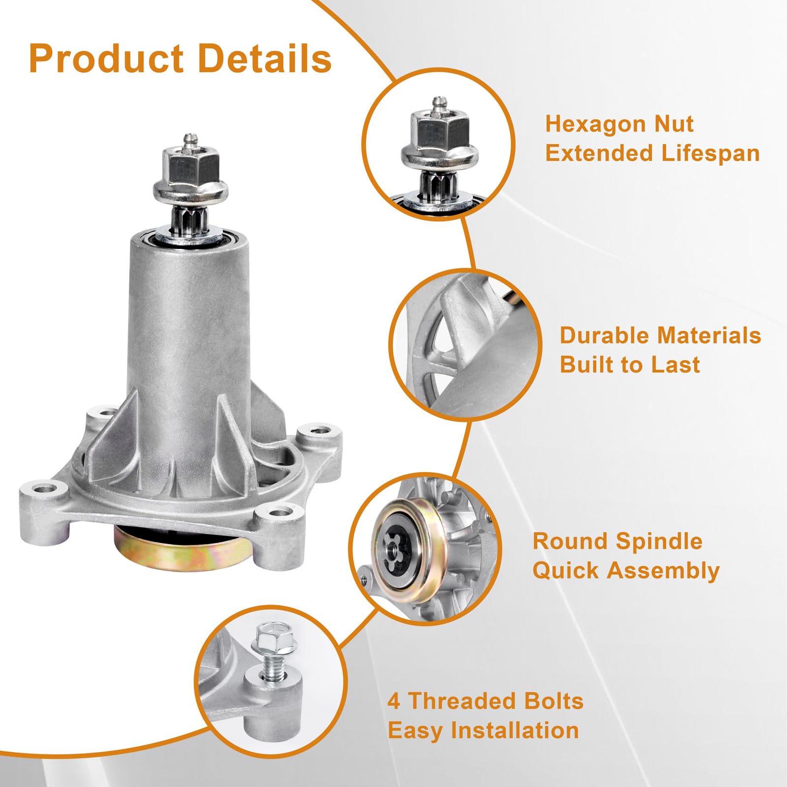 Aluminum alloy spindle construction offers light weight and strength