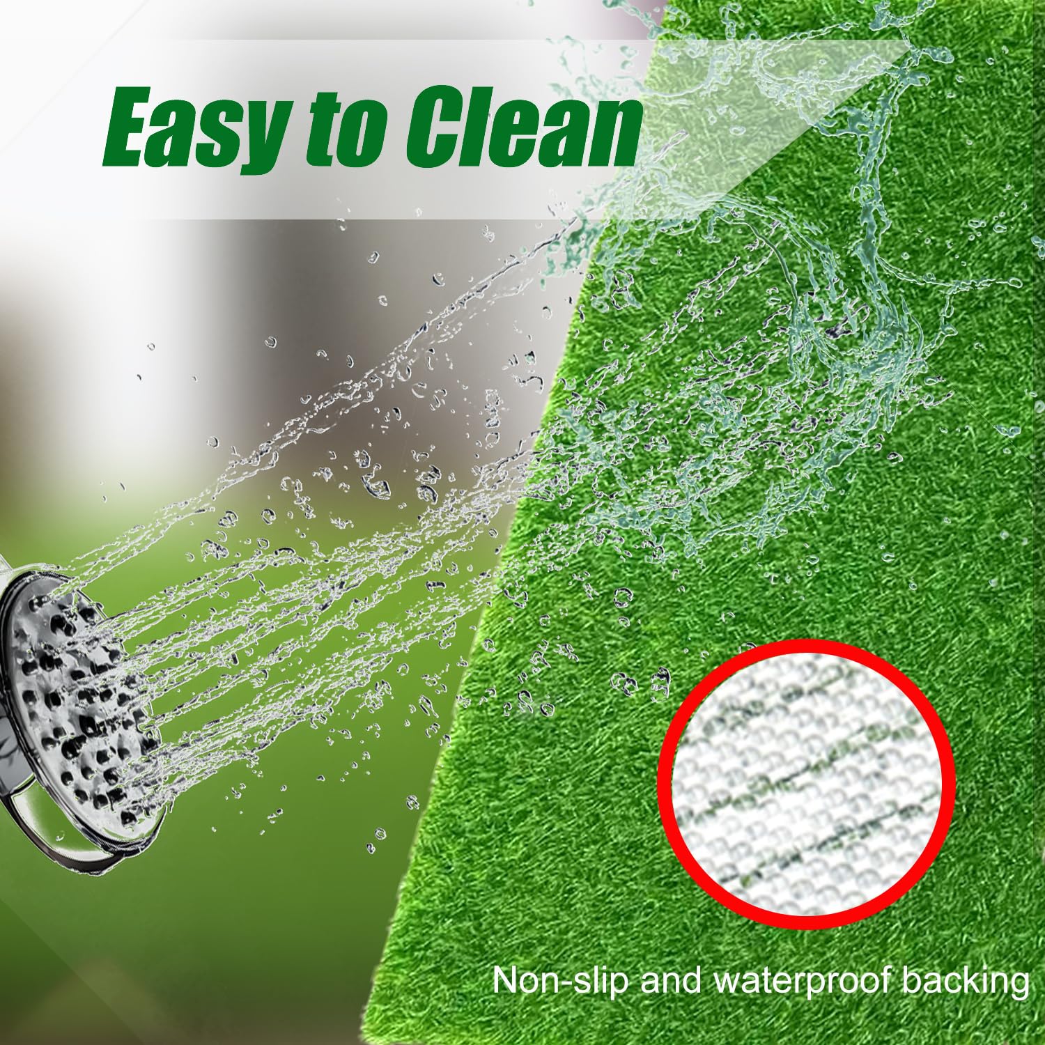 Antenat artificial grass hose-off cleaning keeps patios tidy and ready.