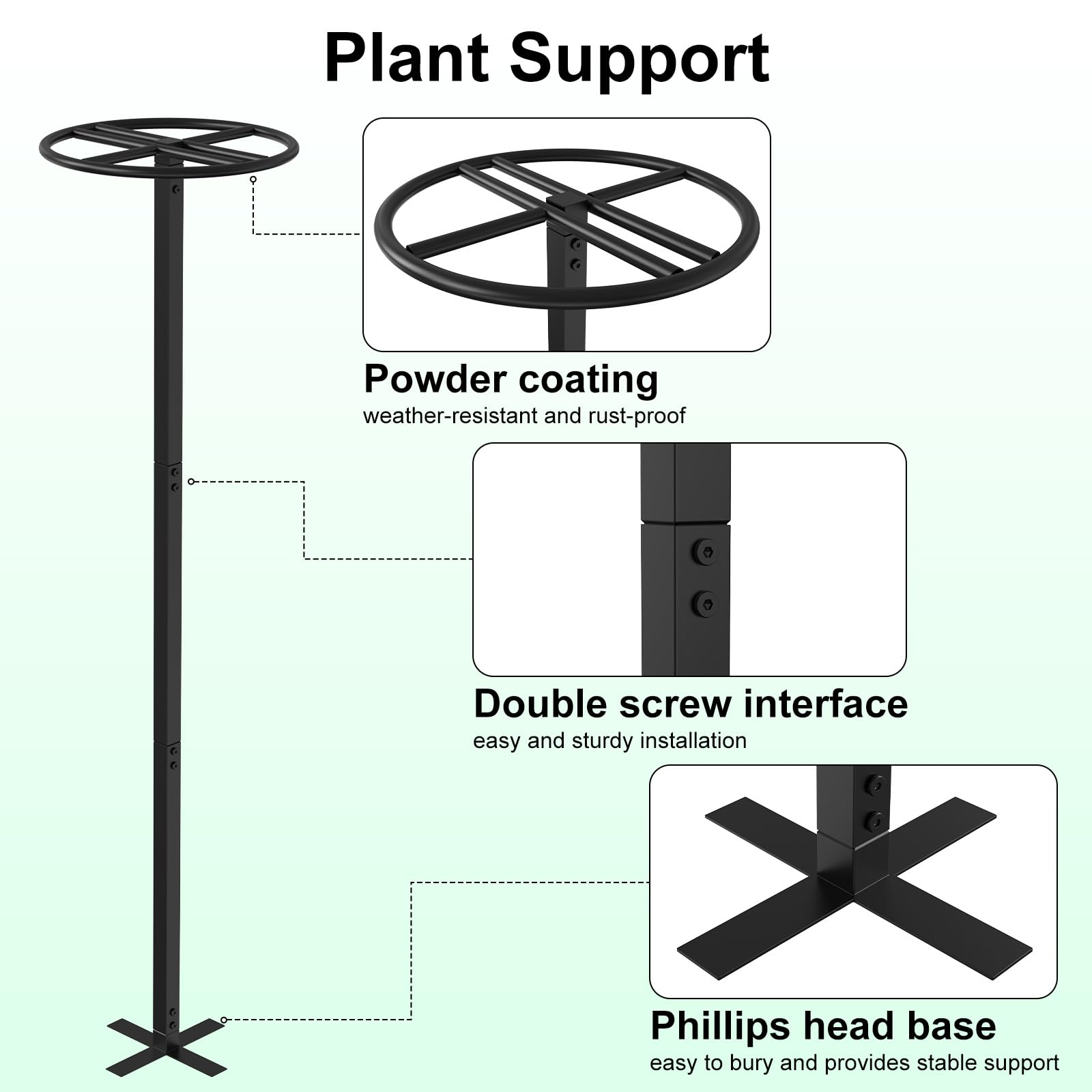 ANTEQI trellis showing three removable poles for height adjustment