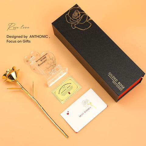 Anthonic real rose, 24K gold dipped, unique keepsake for romantic occasions.