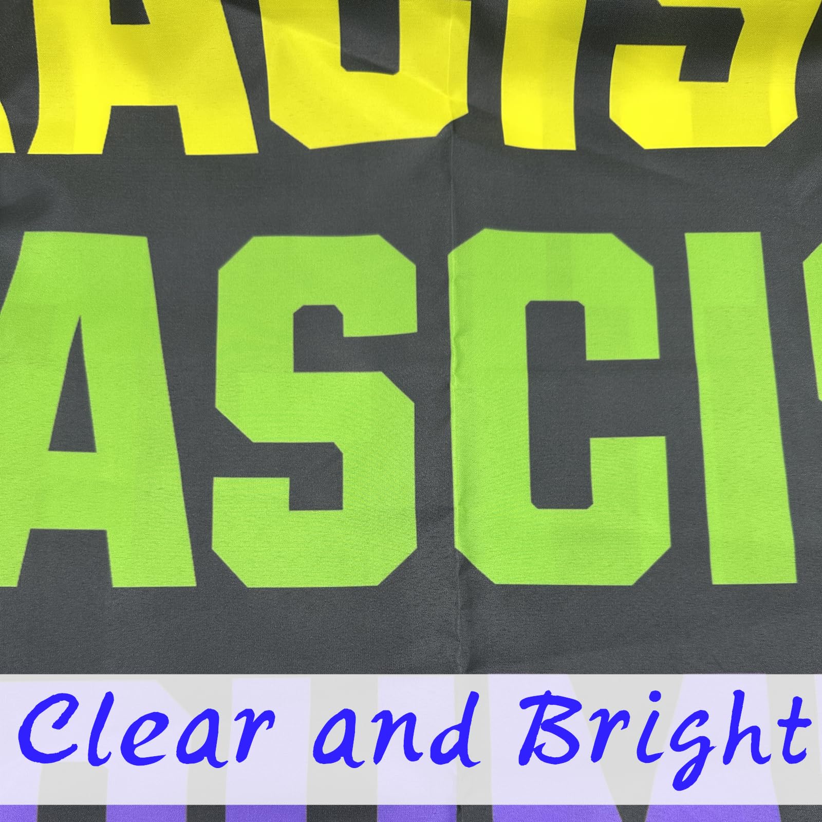 Anti-lies flag closeup of polyester material emphasizing durability