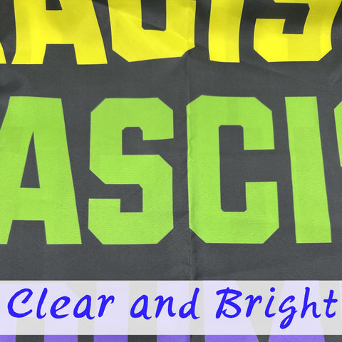 Anti-lies flag closeup of polyester material emphasizing durability