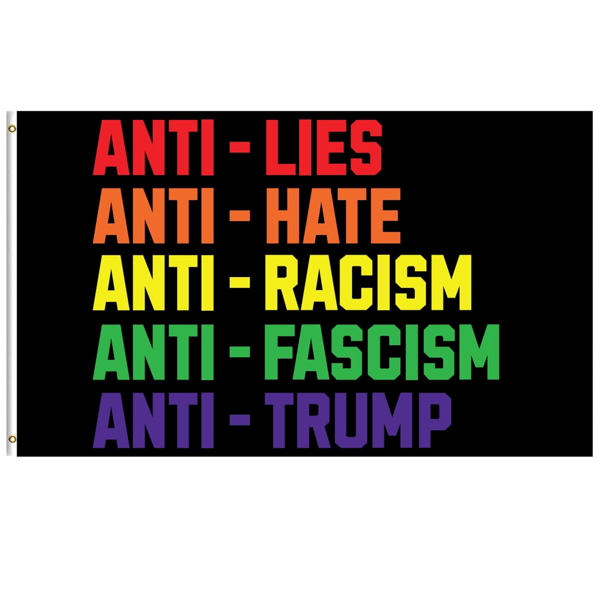 Anti-lies flag front view showcasing bold message for driveway display
