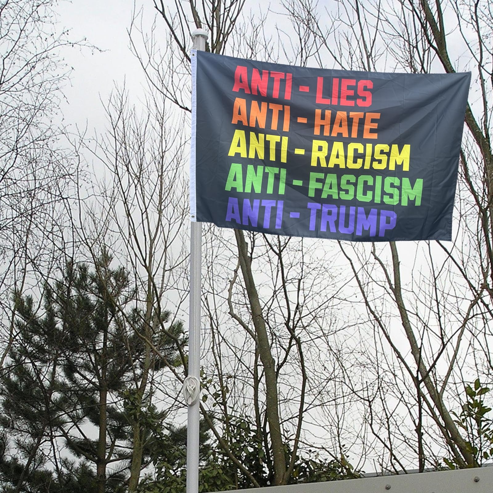 Anti-lies flag porch-display shows vivid color for curb appeal