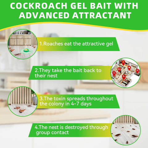 Antibugx roach gel bait traps attract roaches for efficient elimination.