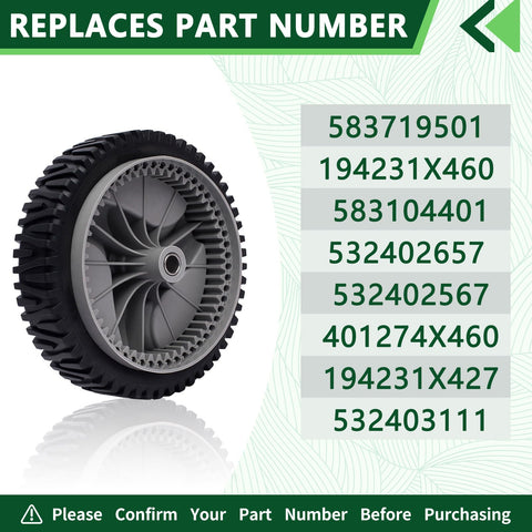 AntiyL two-pack mower front drive wheels offering cost-effective replacement.
