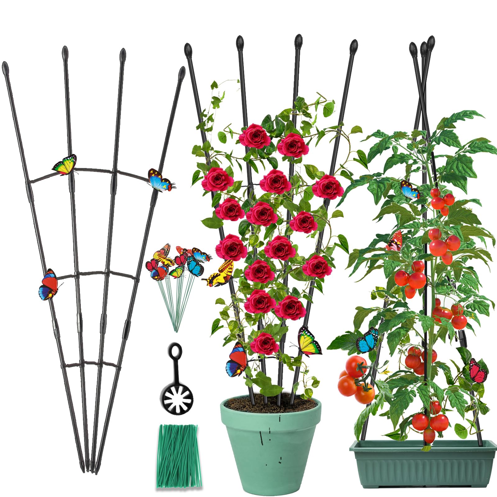 Antizz garden trellis obelisk 47in supports climbing plants outdoors for upright growth.