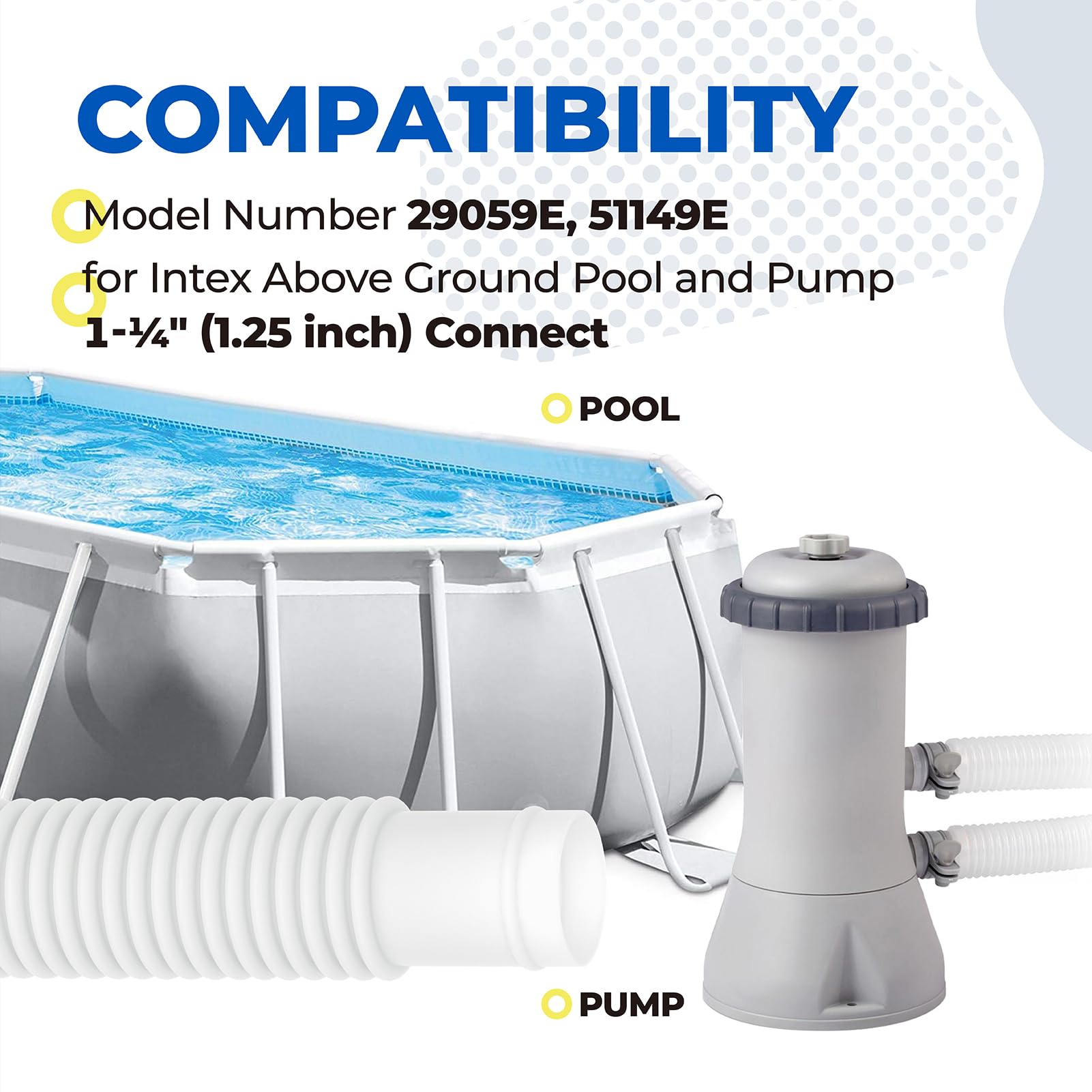 ANTOBLE 2-pack pool hoses with clamps ensures secure connections