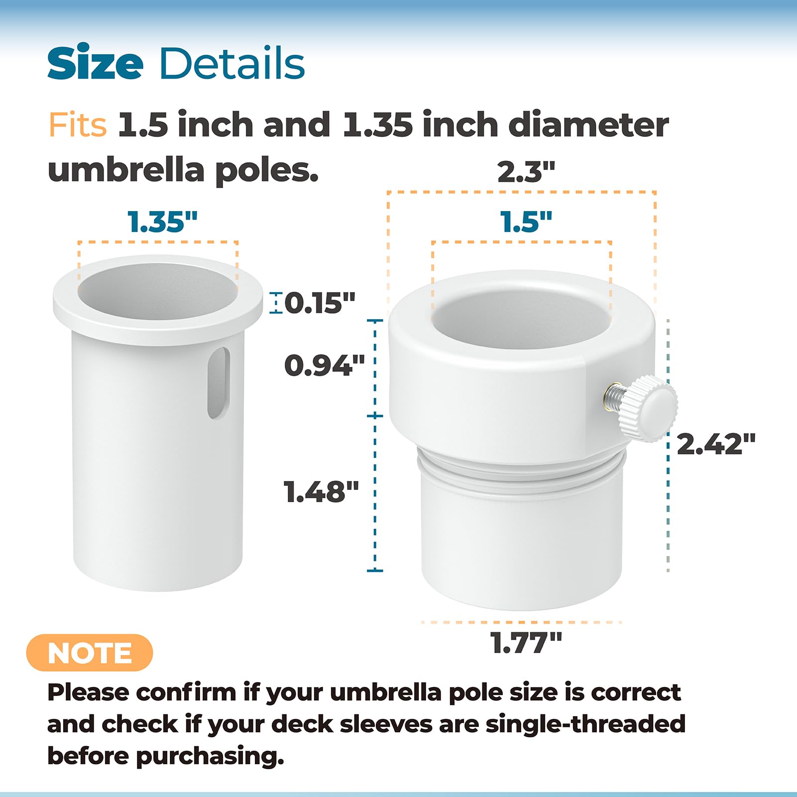 ANTOBLE 1.5 inch pole fit demonstrating secure connection and tilt resistance