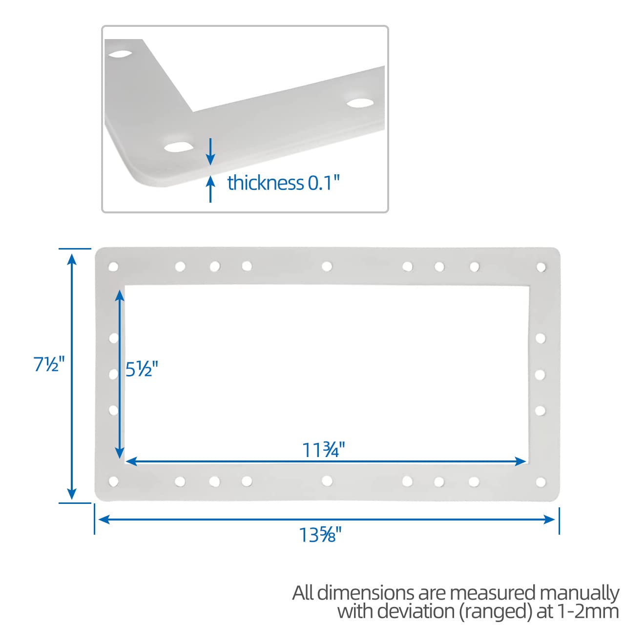 ANTOBLE skimmer gasket inside dimensions reference for proper fit.