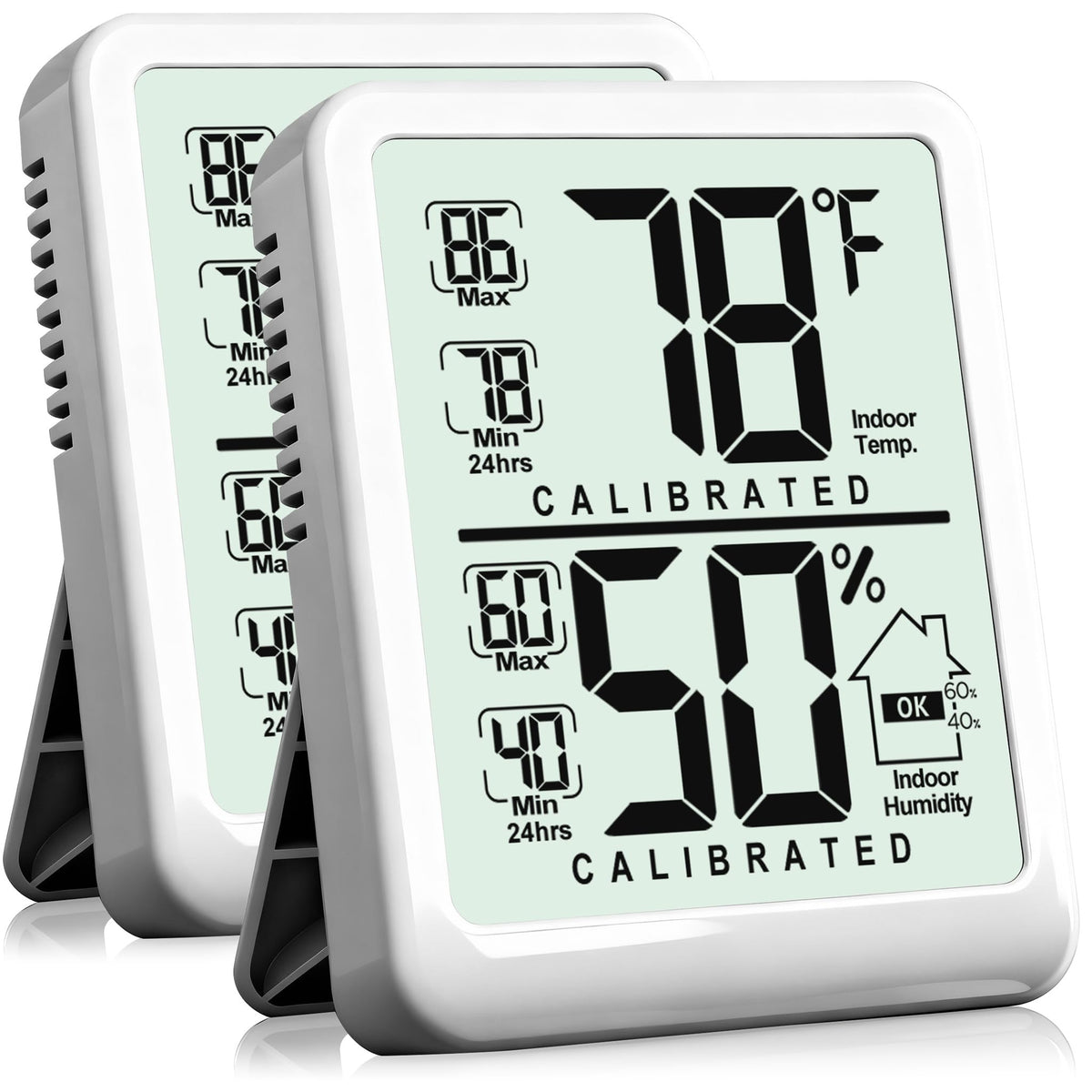 Antonki 2-pack room thermometer front view with real-time temperature display