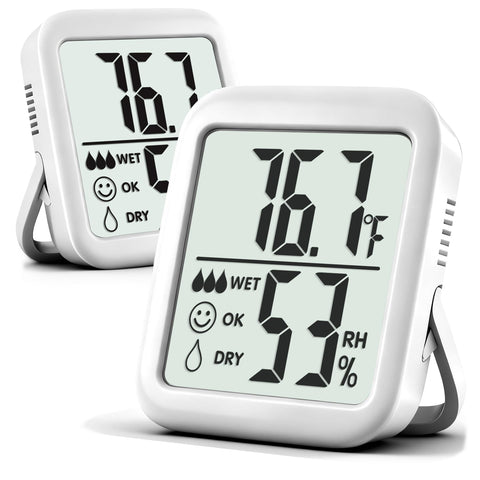Antonki 2-pack room thermometer hygrometer shows real-time readings.