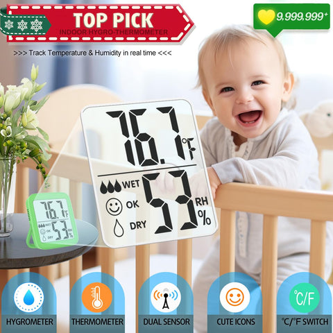 Antonki large LCD display for clear temperature and humidity at a glance.