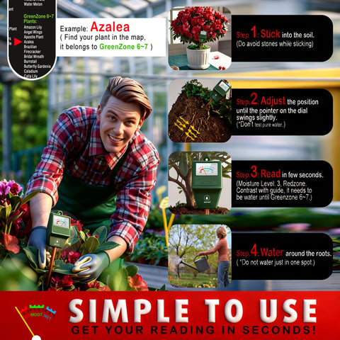 Antonki moisture readout indicator shows dry, moist, and wet soil cues.