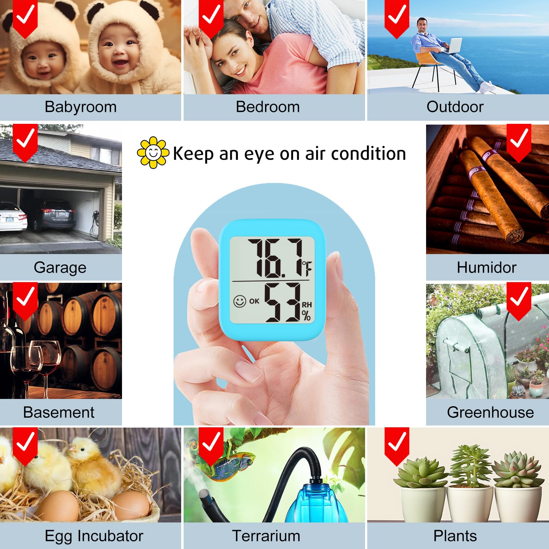Antonki nursery use room thermometer helps monitor baby's room climate reliably.