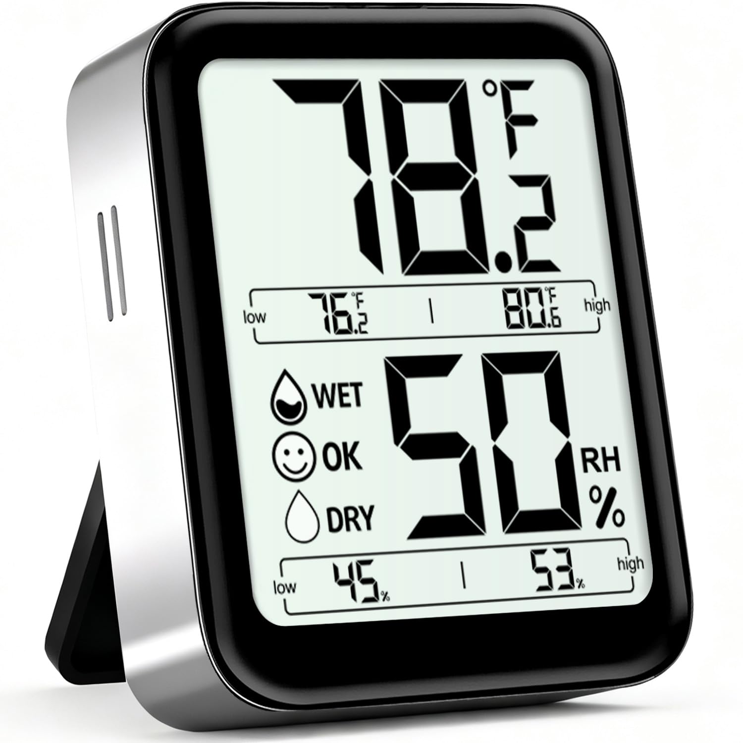 Antonki room thermometer display provides at-a-glance temperature and humidity readings for quick climate checks.