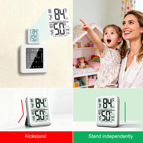 Antonki room thermometer kickstand design offers flexible placement on desks and shelves.