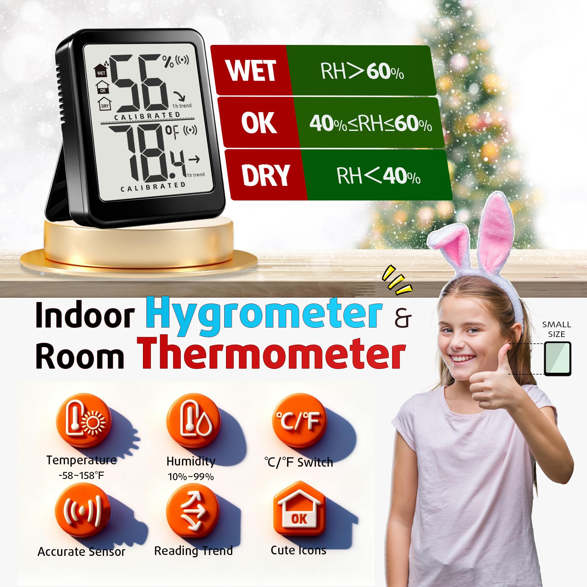 Antonki room thermometer kickstand keeps the device stable on desks.