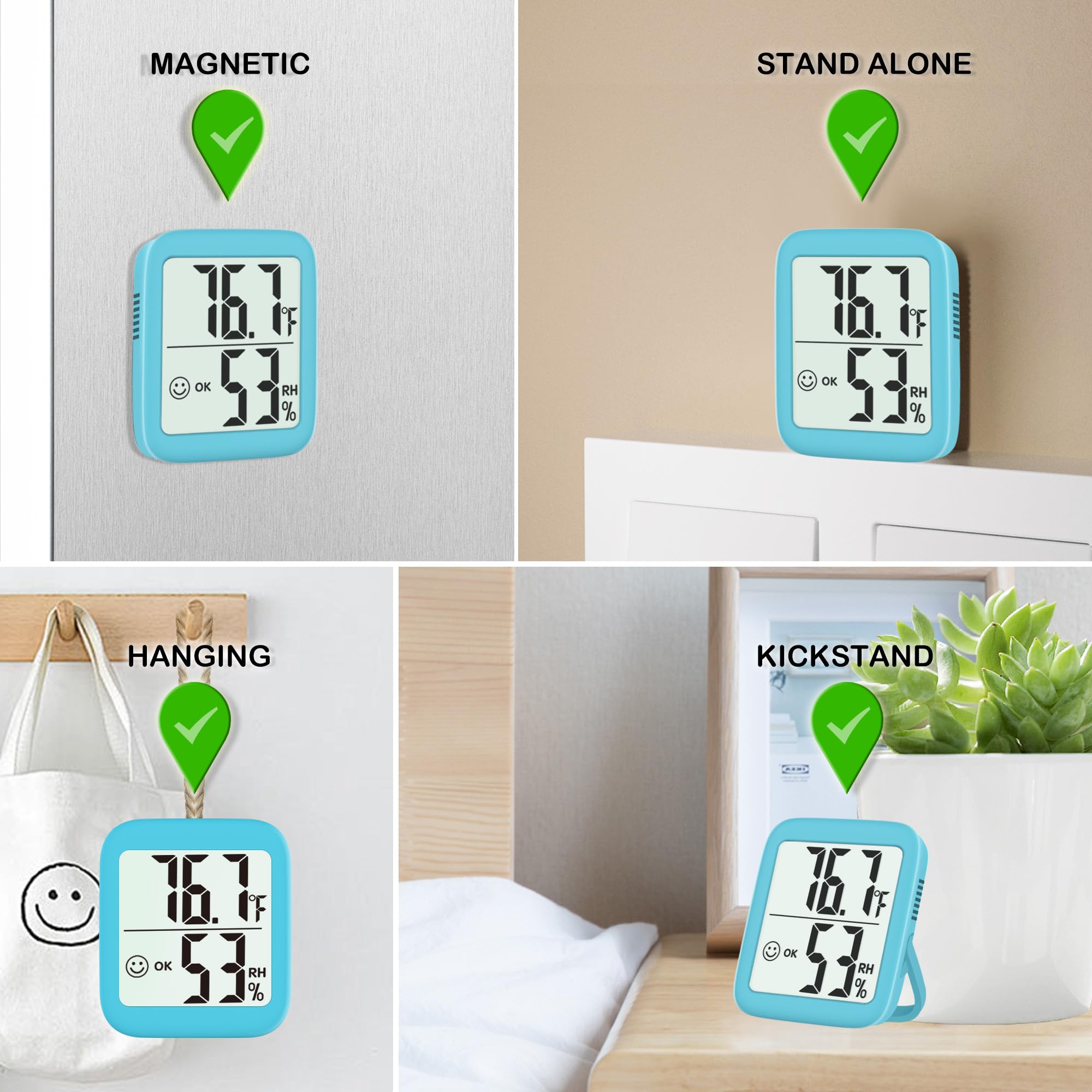 Antonki thermometer kickstand and magnet mount enables flexible placement on metal surfaces.