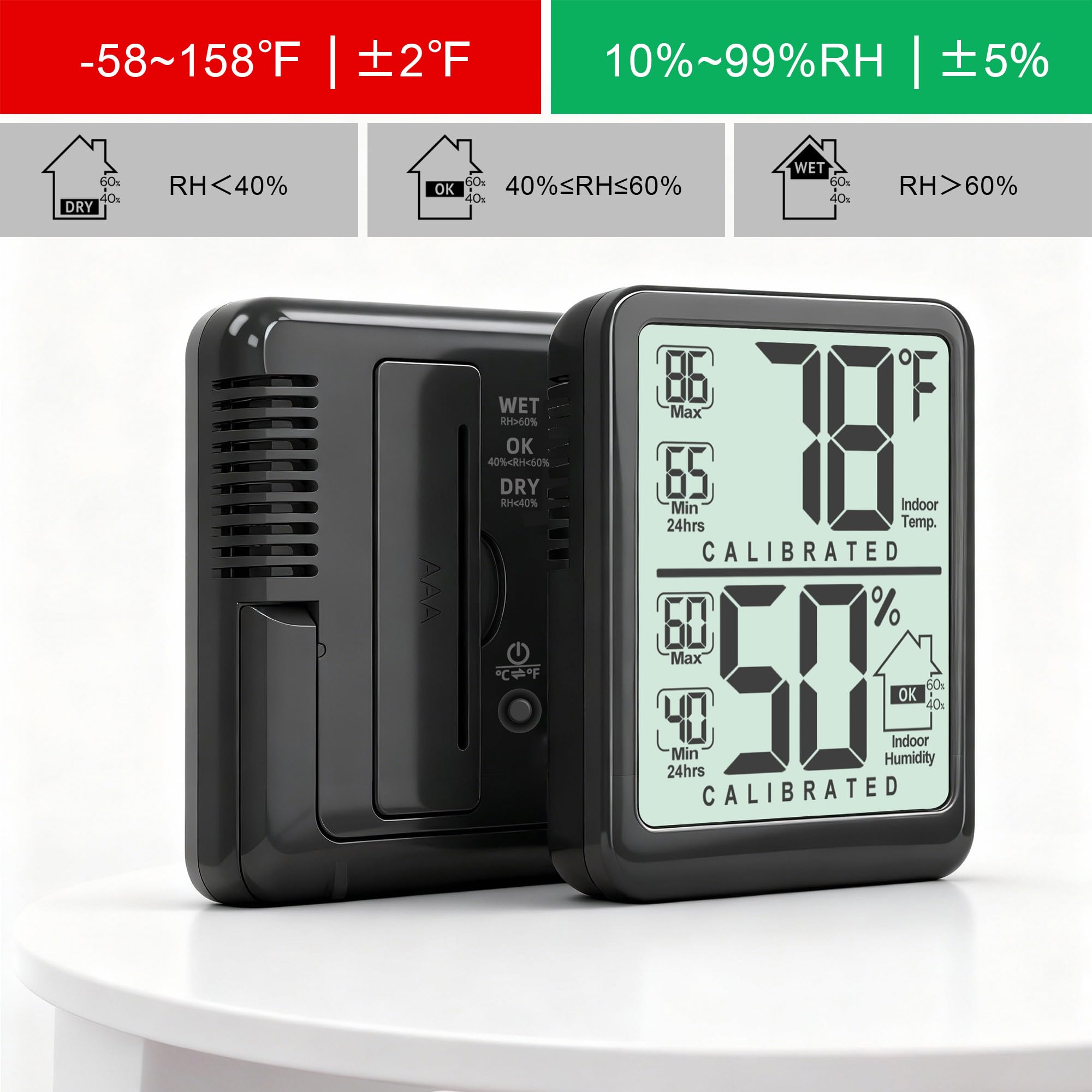 Antonki compact room monitor covers a wide temperature range for homes and greenhouses