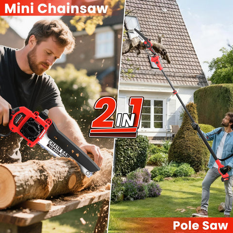 Anttctig 8-inch mini chainsaw cutting through thick branches with precision.