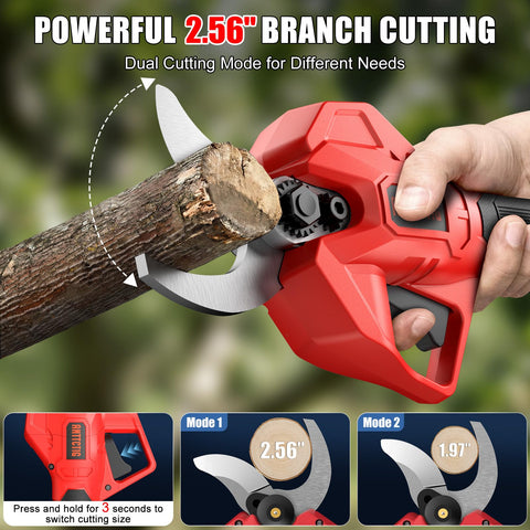 ANTTCTIG pruning shears demonstrating adjustable cutting capacity for different branch sizes