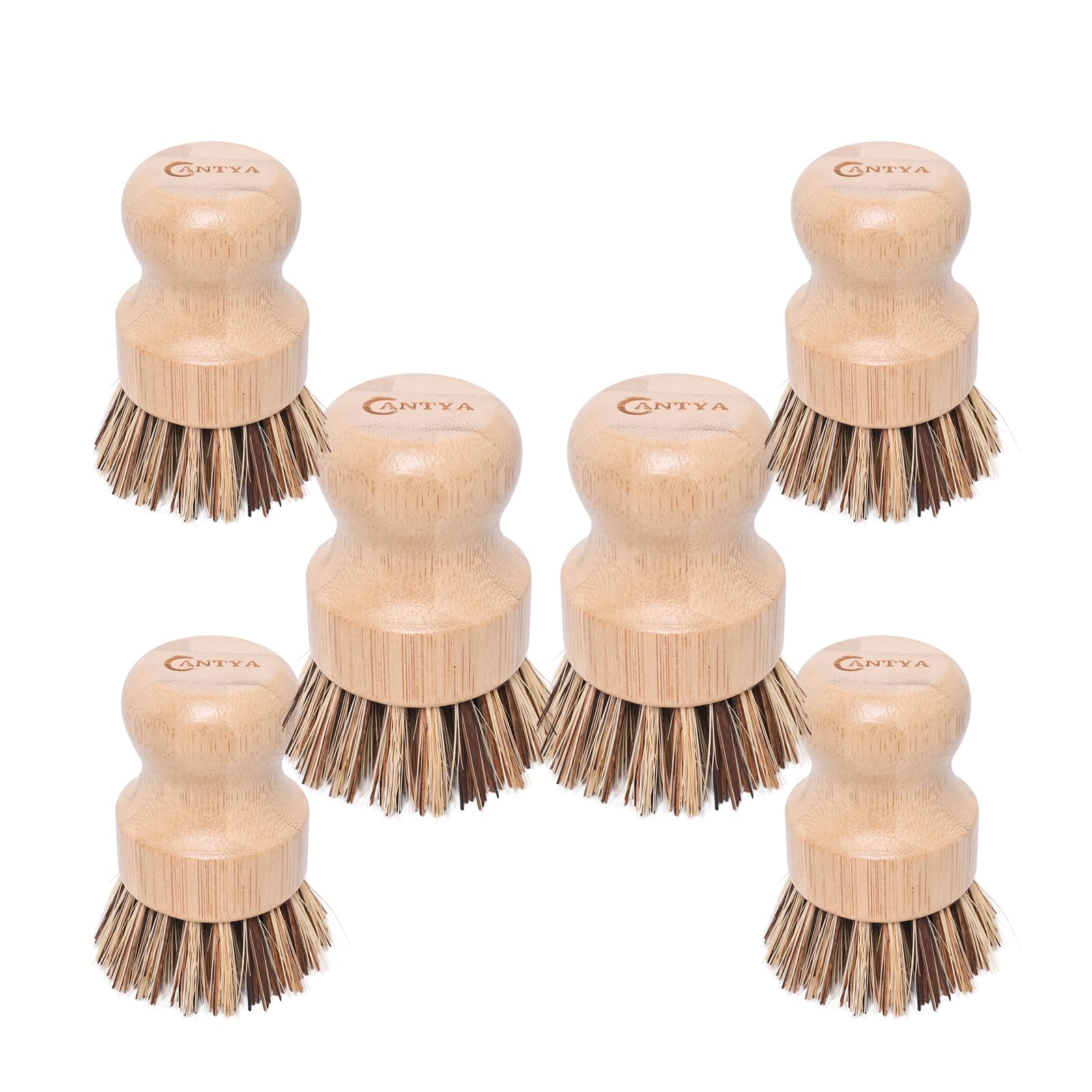 ANTYA bamboo wok brush with six-pack set for tough pots and pans cleaning