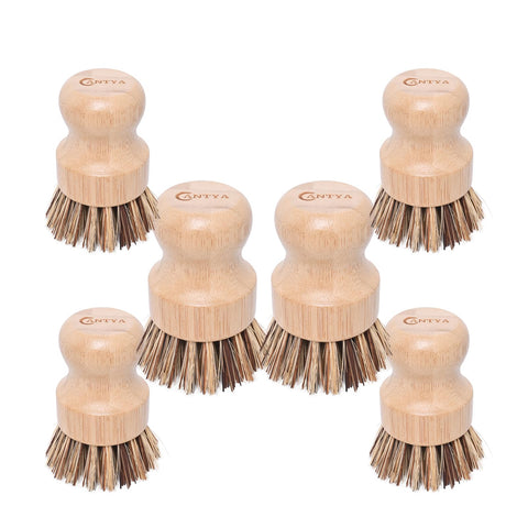 ANTYA bamboo wok brush with six-pack set for tough pots and pans cleaning
