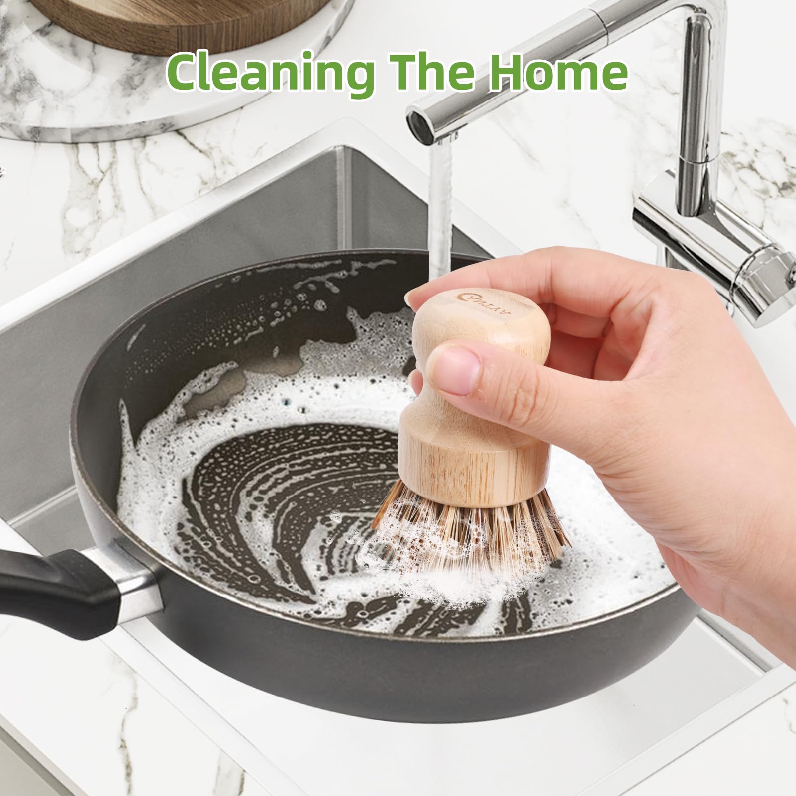 ANTYA cast iron pot brush helps rust and residue removal gently
