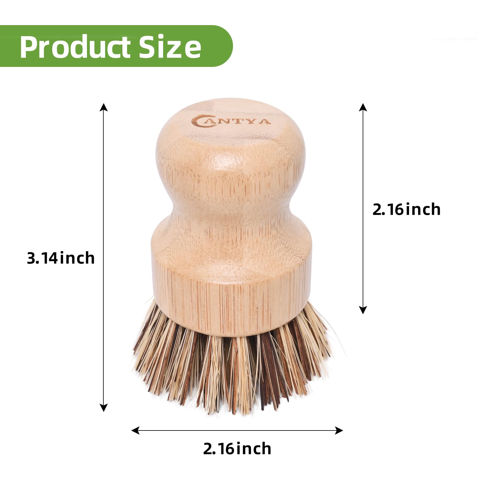 ANTYA hard bristle bamboo scrubber cleans stubborn residues on cookware