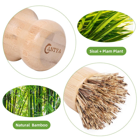 ANTYA natural fiber bristles on bamboo handle for eco friendly kitchen cleaning
