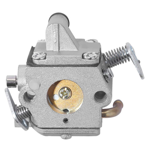 Anxingo MS170 carburetor side assembly shows easy installation and secure fit.