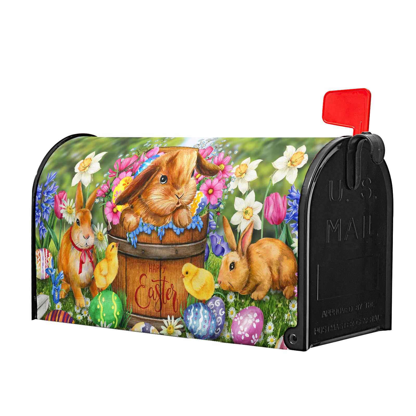 Anyako colorful Easter mailbox cover with eggs and flowers for durable decor