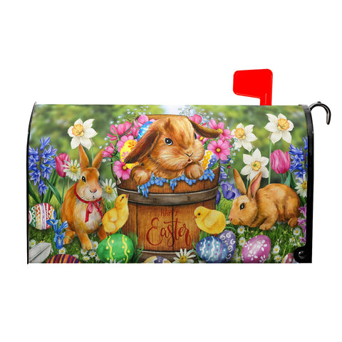 Anyako Easter Bunnies eggs mailbox cover with magnets for quick outdoor decoration